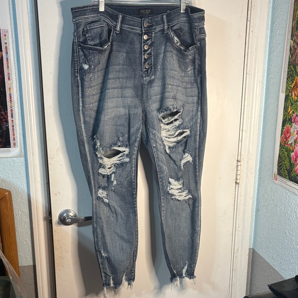 Judy Blue Distressed Blue Skinny Fit Jeans for Women